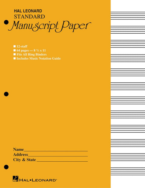 MANUSCRIPT PAPER STD 64PP 12 STAVE YELLOW