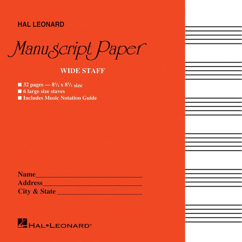 MANUSCRIPT PAPER WIDE STAFF RED 32PG