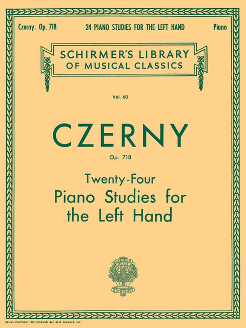 CZERNY - 24 STUDIES FOR LEFT HAND OP 718 PIANO