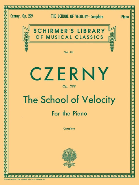 CZERNY - SCHOOL OF VELOCITY OP 299 COMPLETE PIANO