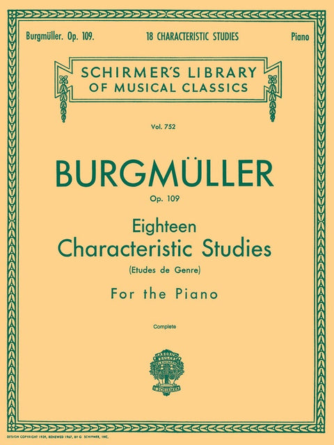 BURGMULLER - 18 CHARACTERISTIC STUDIES OP 109 PIANO