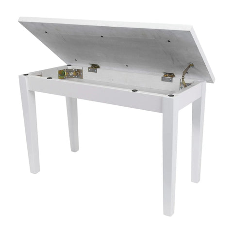 Crown Deluxe Timber Trim Piano Stool with Storage Compartment (White)