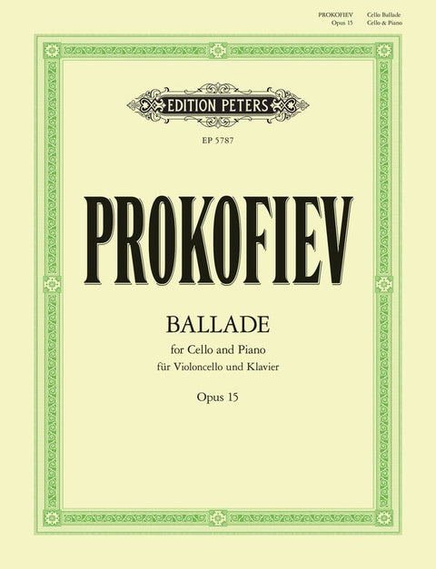 PROKOFIEFF - BALLADE OP 15 FOR CELLO AND PIANO