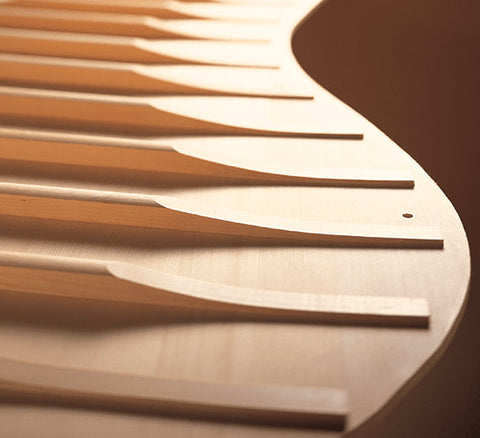 Close-up of a piano soundboard